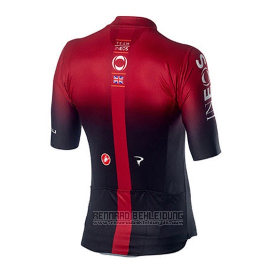 2019 Fahrradbekleidung Castelli Ineos Shwarz Rot Trikot Kurzarm und Tragerhose - zum Schließen ins Bild klicken